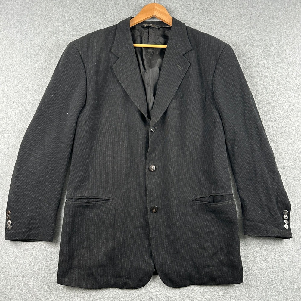 Donna Karan Blazer Mens 42 Black Sartoriale Wool Rayon Made in Italy Sport Coat